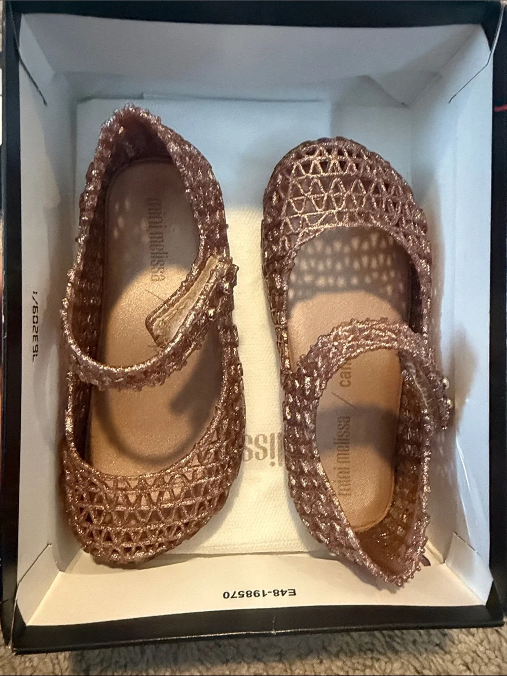 Mini Melissa Toddler Glitter Mary Jane Shoes in Rose Gold